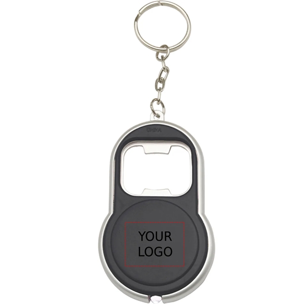Bottle opener keychain with LED plus 1 color silkscreen imprint on... from ASI 37218 Athena Promo (tm)