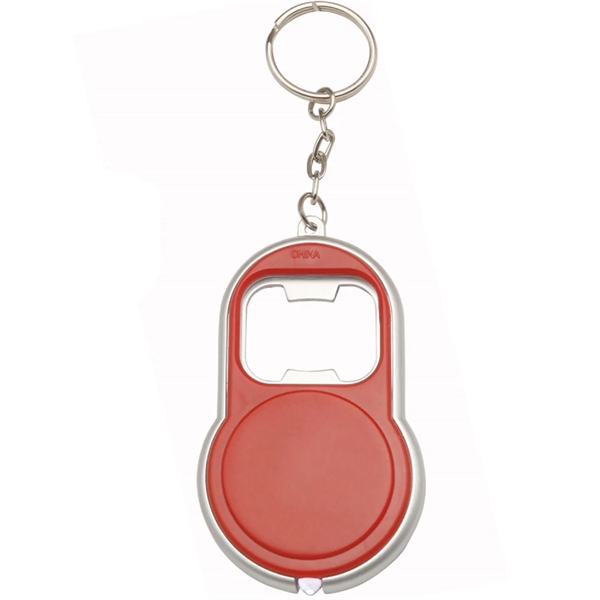 Bottle opener keychain with LED plus 1 color silkscreen imprint on... from ASI 37218 Athena Promo (tm)