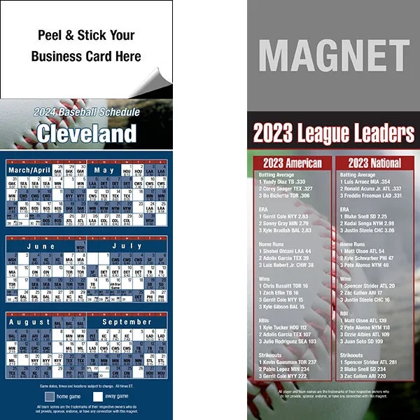 Peel and stick full color pro baseball schedule magnets.... from ASI 46719 Corner Lot Marketing Inc / CLMPromotions