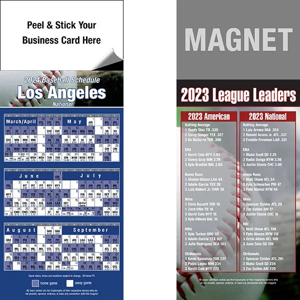 Peel and stick full color pro baseball schedule magnets.... from ASI 46719 Corner Lot Marketing Inc / CLMPromotions