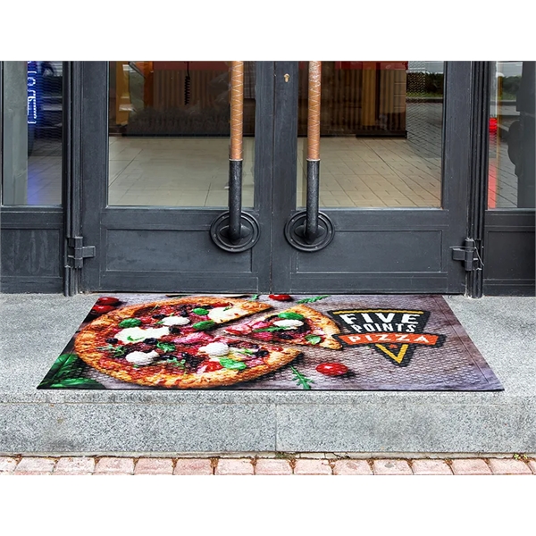 Durable covered outdoor/indoor mat. Full bleed, 4-color process printed scraper mat.... from ASI 35750 PromoMatting by Americo