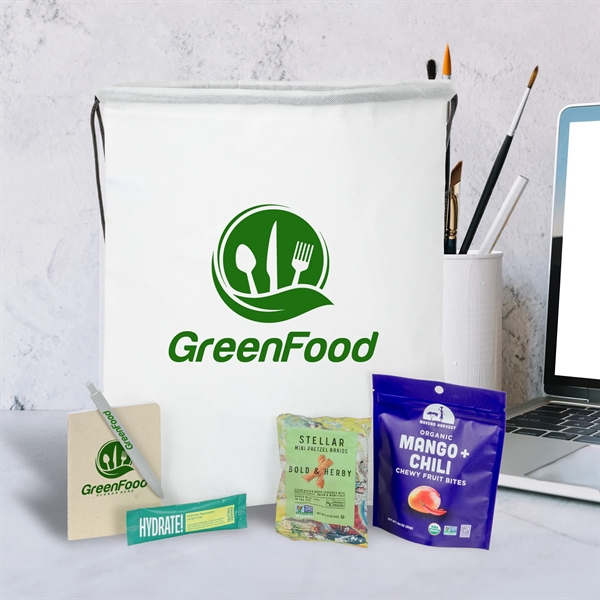 Kit containing snacks and a customizable notebook and pen, all packaged... from ASI 61966 HPG / Batch & Bodega