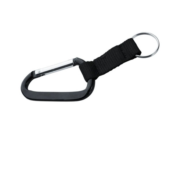 Metal carabiner with strap keychain plus laser engraving on 1 location.... from ASI 37218 Athena Promo (tm)