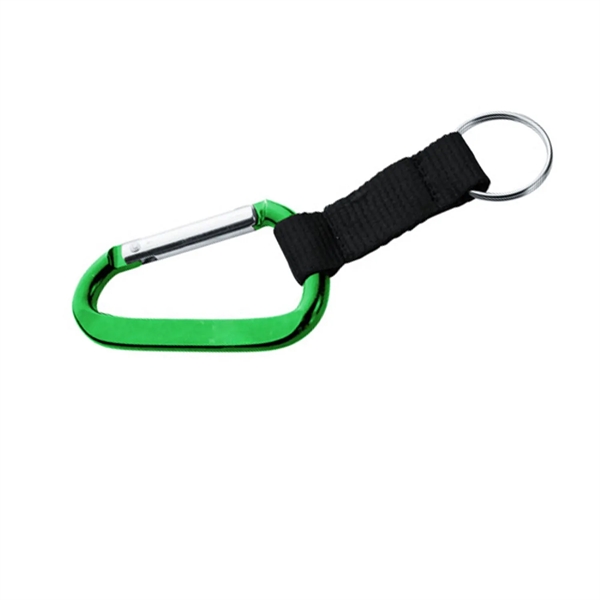 Metal carabiner with strap keychain plus laser engraving on 1 location.... from ASI 37218 Athena Promo (tm)