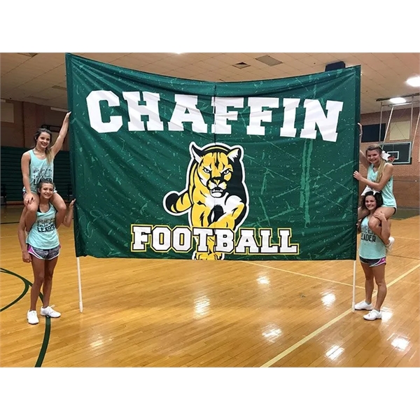6' x 10' 110G polyester two-piece breakaway sports banner.... from ASI 36558 Aprons, Etc.