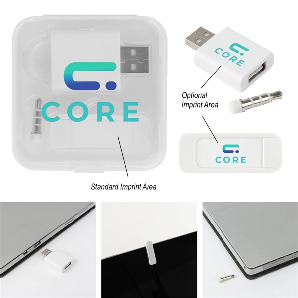 USB blocker, sliding webcam cover and audio plug cover in a... from ASI 61125 Hit Promotional Products / Hit®
