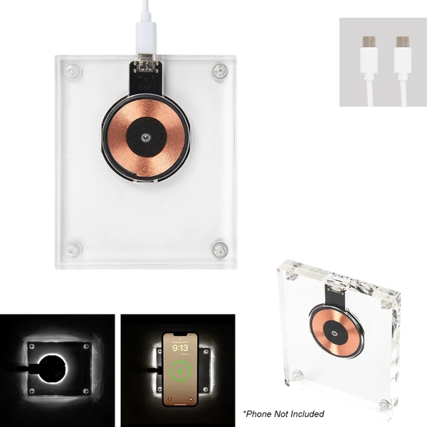 Wireless charger with an 8000mAh lithium-ion battery, LED lights, 15W output... from ASI 61125 Hit Promotional Products / Hit®