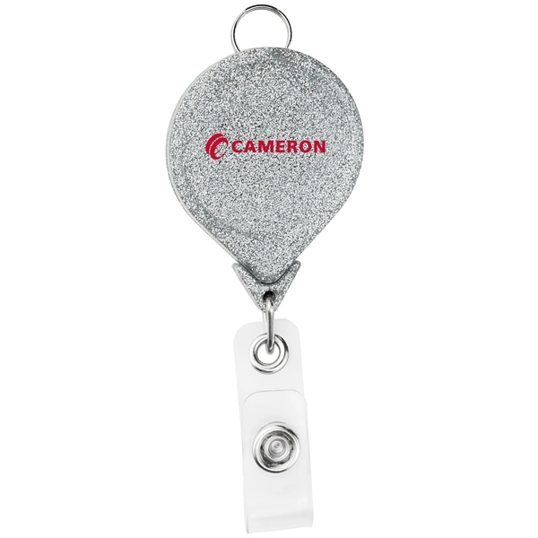 JUMBO round glitter retractable badge reel, with lanyard attachment and bull... from ASI 49470 DEVARA
