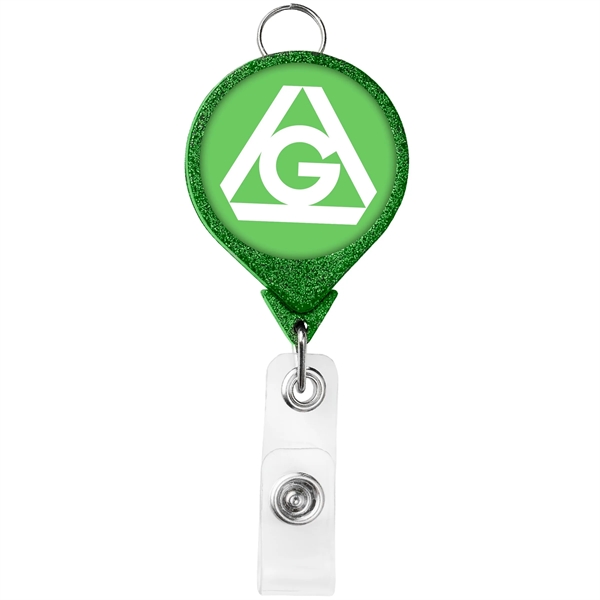 JUMBO round glitter retractable badge reel, with lanyard attachment and bull... from ASI 49470 DEVARA