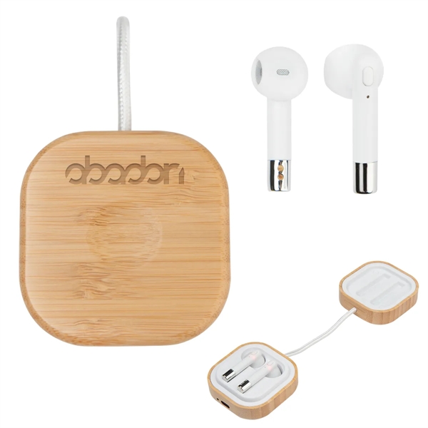 Wireless earbuds and bamboo watch charger.... from ASI 61125 Hit Promotional Products / Hit®