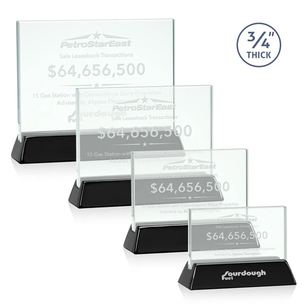 Horizontal 3/4-inch thick jade award with a high-gloss piano black finish... from ASI 84592 St Regis Group / St Regis