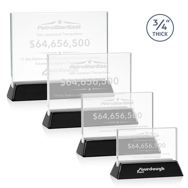Rectangular starfire horizontal award on a high-gloss piano black finish base.... from ASI 84592 St Regis Group / St Regis