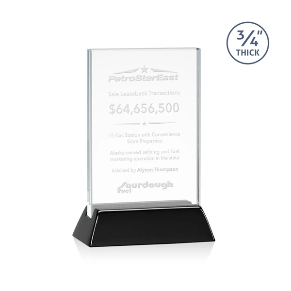 Rectangular starfire vertical award on a high-gloss piano black finish base.... from ASI 84592 St Regis Group / St Regis