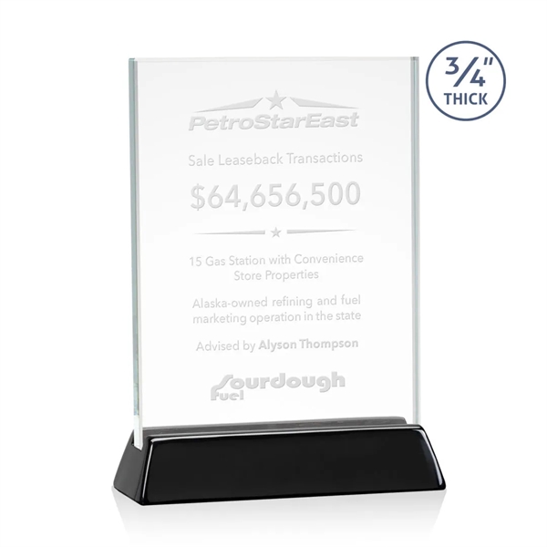 Rectangular starfire vertical award on a high-gloss piano black finish base.... from ASI 84592 St Regis Group / St Regis