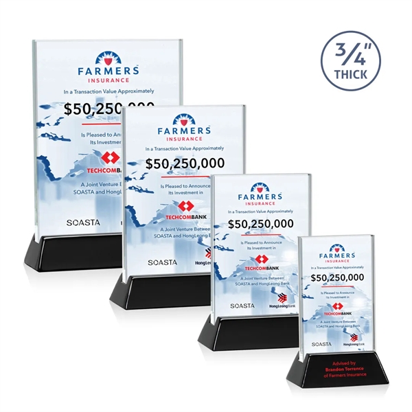 Rectangular Starfire vertical award on a high-gloss piano black finish base.... from ASI 84592 St Regis Group / St Regis