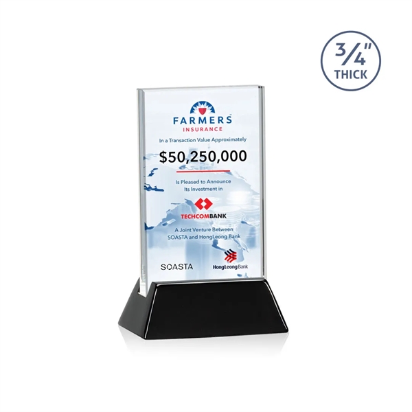 Rectangular Starfire vertical award on a high-gloss piano black finish base.... from ASI 84592 St Regis Group / St Regis