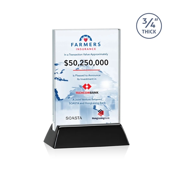 Rectangular Starfire vertical award on a high-gloss piano black finish base.... from ASI 84592 St Regis Group / St Regis