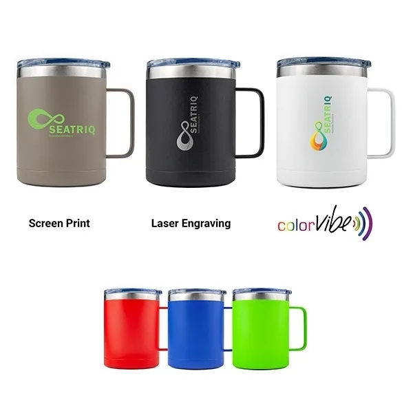 Powder Coated Stainless Steel 14oz Vacuum Insulated Handle Mug... from ASI 99030 Zipline / Zipline®