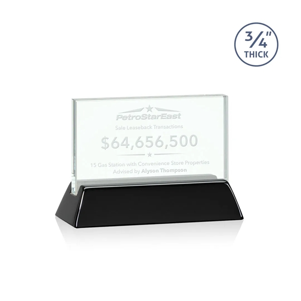 Horizontal 3/4-inch thick jade award with a high-gloss piano black finish... from ASI 84592 St Regis Group / St Regis