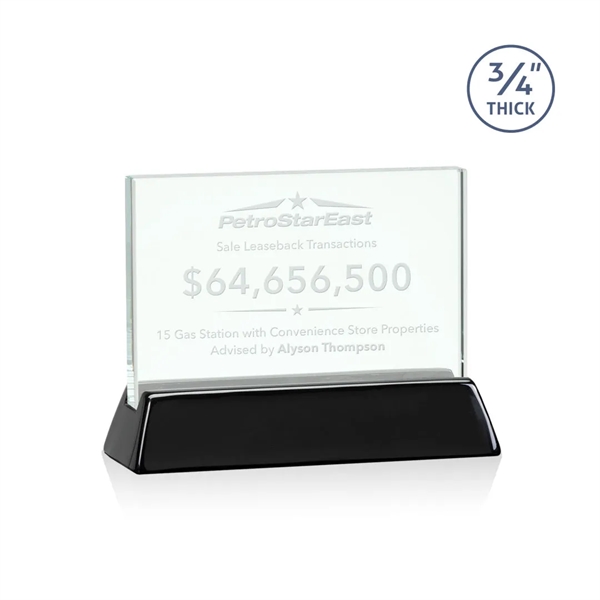 Horizontal 3/4-inch thick jade award with a high-gloss piano black finish... from ASI 84592 St Regis Group / St Regis