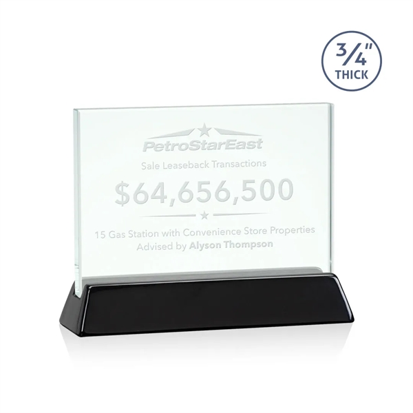Horizontal 3/4-inch thick jade award with a high-gloss piano black finish... from ASI 84592 St Regis Group / St Regis