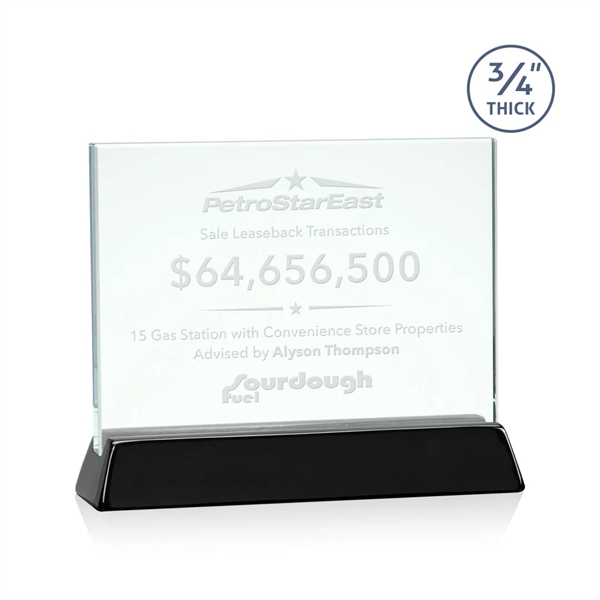 Horizontal 3/4-inch thick jade award with a high-gloss piano black finish... from ASI 84592 St Regis Group / St Regis