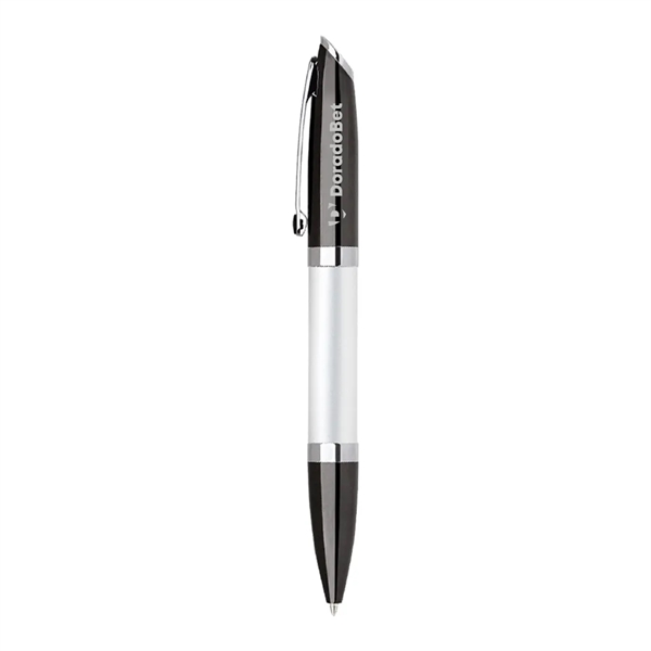 Heavy brass twist action ballpoint pen with slanted chrome tipped cap.... from ASI 31517 Admart Products / Admart Line