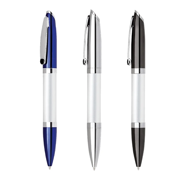 Heavy brass twist action ballpoint pen with slanted chrome tipped cap.... from ASI 31517 Admart Products / Admart Line