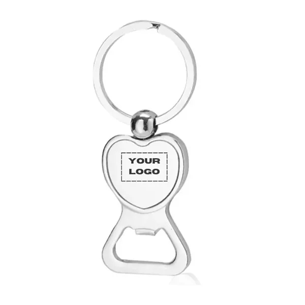 Metal heart shaped bottle opener keychain plus 1 color laser engraving... from ASI 37218 Athena Promo (tm)