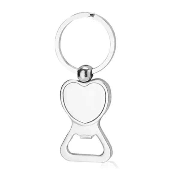 Metal heart shaped bottle opener keychain plus 1 color laser engraving... from ASI 37218 Athena Promo (tm)
