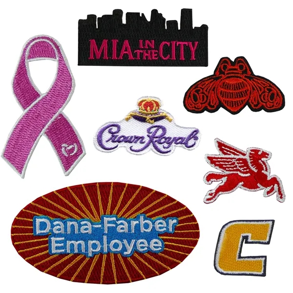 Appliques with 100% embroidery coverage with peel and stick backing on... from ASI 90160 Suntex Industries