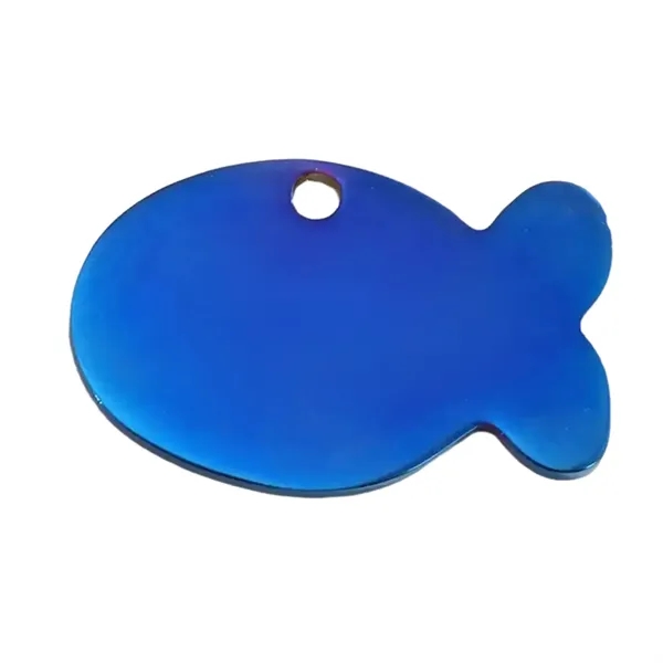 Fish shaped aluminum pet tag plus laser engraving on 1 location... from ASI 37218 Athena Promo (tm)