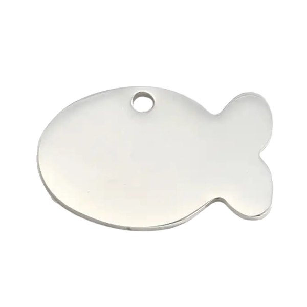 Fish shaped aluminum pet tag plus laser engraving on 1 location... from ASI 37218 Athena Promo (tm)