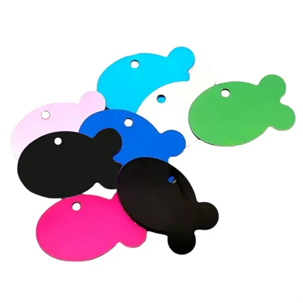 Fish shaped aluminum pet tag plus laser engraving on 1 location... from ASI 37218 Athena Promo (tm)