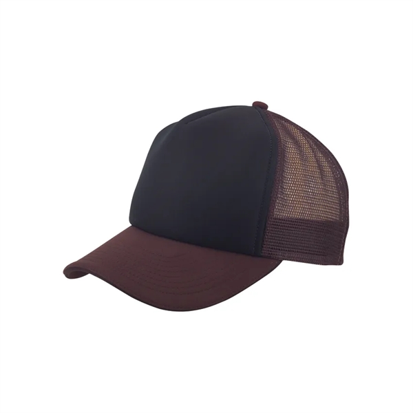 Five panel trucker cap with poly-foam front and mesh backing.... from ASI 68190 Lungsal