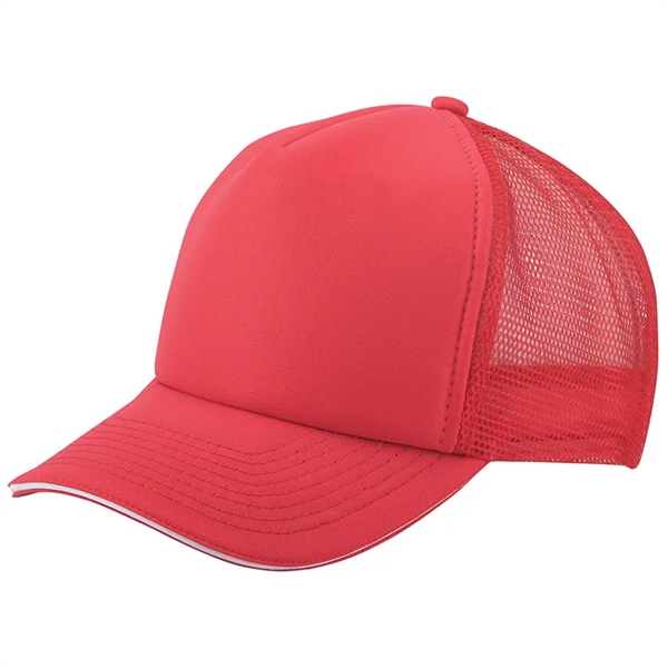 Five panel trucker cap with poly-foam front and mesh backing.... from ASI 68190 Lungsal