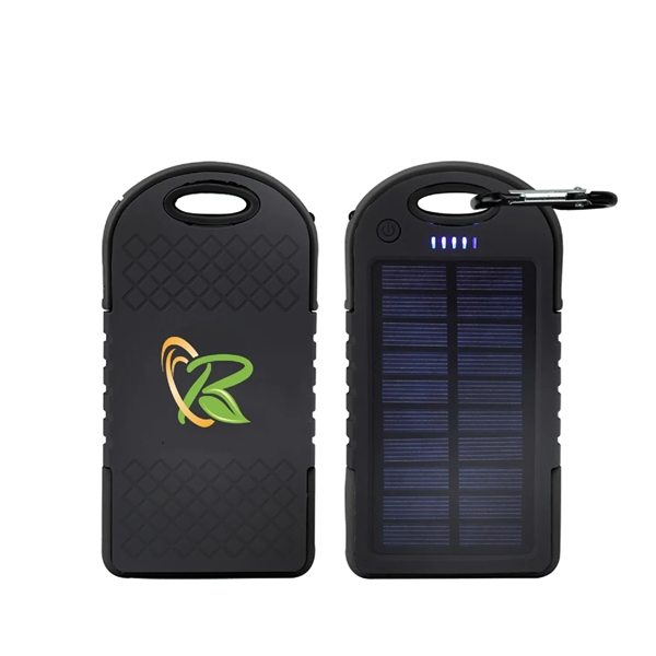 Solar power bank with carabiner - 4000 mAh plus 1c1p silkscreen... from ASI 37218 Athena Promo (tm)