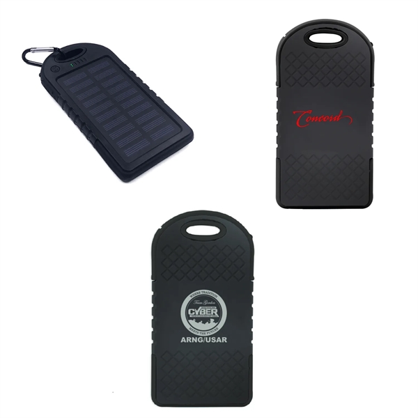 Solar power bank with carabiner - 4000 mAh plus 1c1p silkscreen... from ASI 37218 Athena Promo (tm)