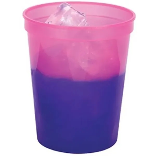 16 oz. color-changing smooth plastic stadium cup, ideal for events and... from ASI 67075 Leprechaun Promotions, LLC / Leprechaun Promotions