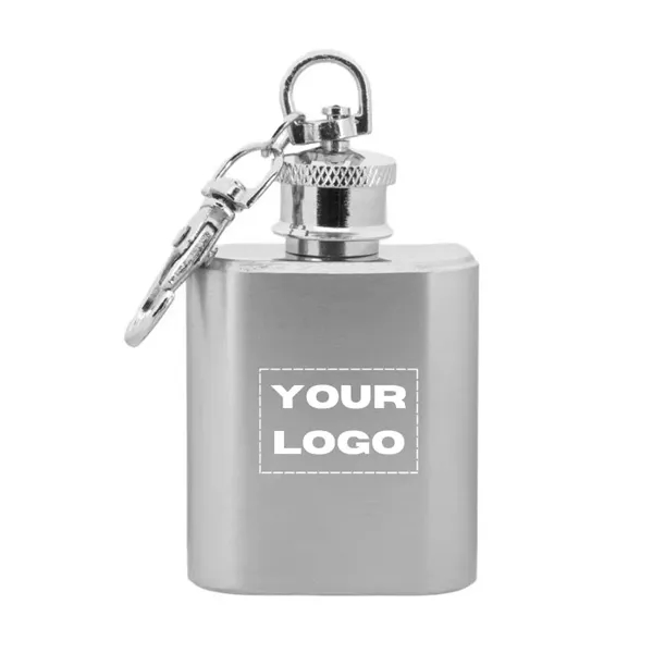 1 oz. Stainless steel hip flask with keychain plus 1 color... from ASI 37218 Athena Promo (tm)