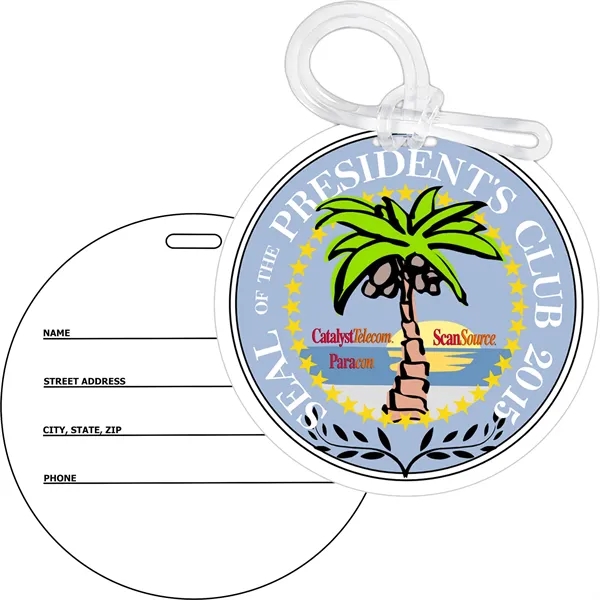 Kaleidoscope Bag Tag (3-1/2" round"): Full-color tag on white plastic with... from ASI 61966 HPG / Beacon Promotions HPG Gold