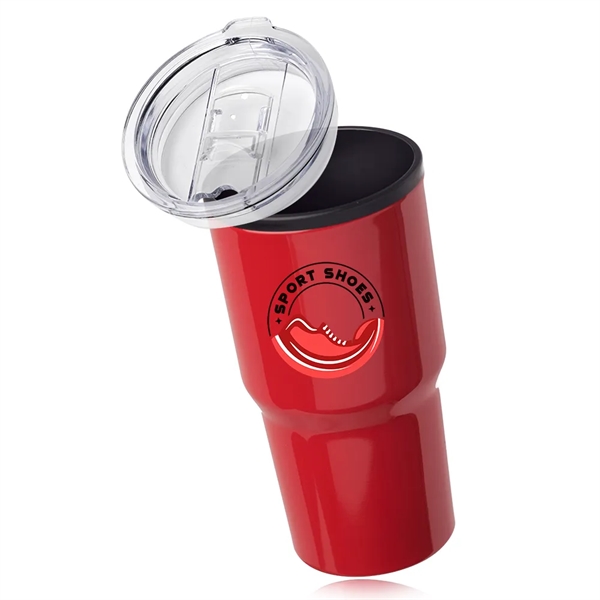 16 oz. stainless steel travel mug with clear plastic slider lid.... from ASI 39552 BEL Promo