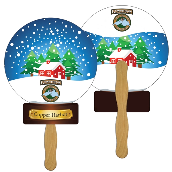 Full color 20 pt. film laminated snow globe paper board fan.... from ASI 67620 Lion Circle Corp / Lion/Circle