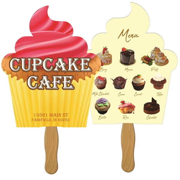 Cupcake Sandwiched Hand Fan with high gloss finish.... from ASI 67620 Lion Circle Corp / Lion/Circle