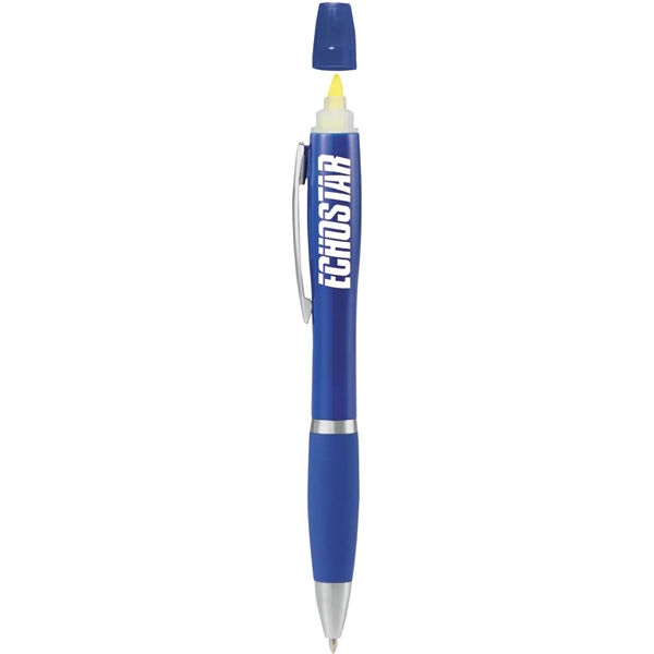 Ballpoint pen with black ink, yellow highlighter and removable cap.... from ASI 66887 PCNA / Bullet