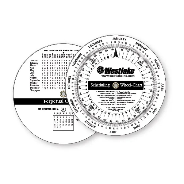 .020 Custom Imprinted White Gloss Vinyl Plastic Wheel Calculator / Perpetual... from ASI 87400 ArtechPro