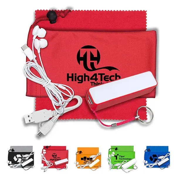 3 1/2" x 7" polyester cinch pouch with 2200mAh Powerbank, MicroUSB... from ASI 62660 Innovation Line