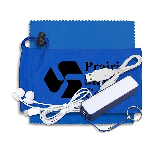 3 1/2" x 7" polyester cinch pouch with 2200mAh Powerbank, MicroUSB... from ASI 62660 Innovation Line