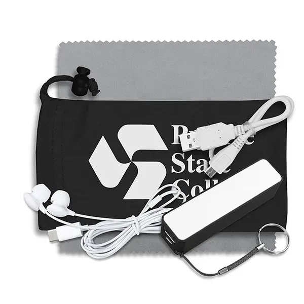 3 1/2" x 7" polyester cinch pouch with 2200mAh Powerbank, MicroUSB... from ASI 62660 Innovation Line