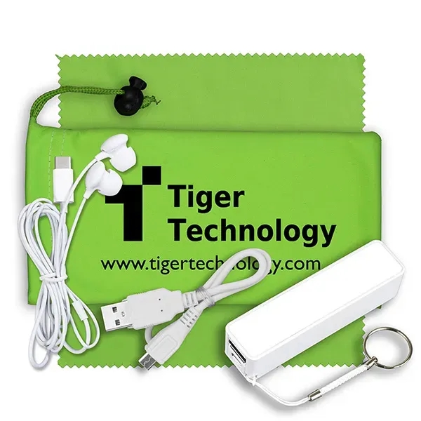 3 1/2" x 7" polyester cinch pouch with 2200mAh Powerbank, MicroUSB... from ASI 62660 Innovation Line